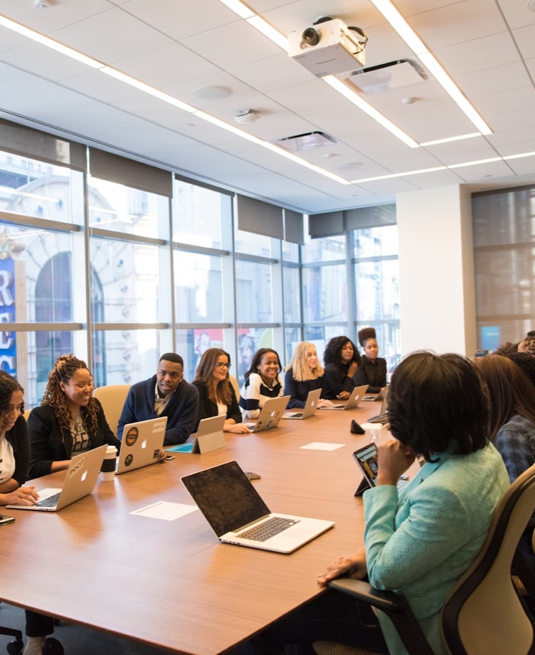 A business team reviewing funding options